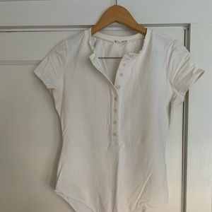 Reformation white short sleeve bodysuit size L